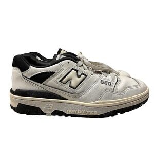 New Balance Women's 8 550 White Black Leather Basketball Sneakers Retro Low Top